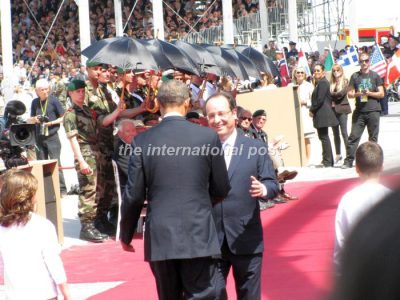 President Hollande greeting President Obama